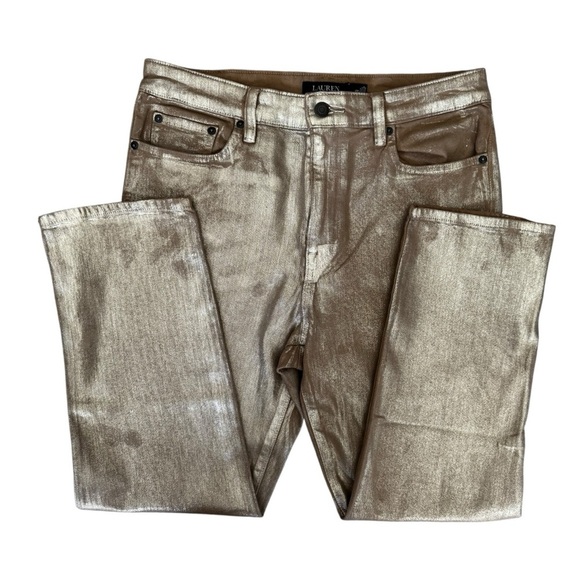 Lauren Ralph Lauren Women's Metallic High-Rise Straight Ankle Jeans 12P New - Picture 6 of 9